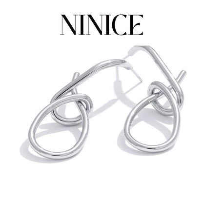 NiNice Popular Stainless Steel Geometric Unusual Earrings Stylish Unique Water Resistant Metal Versatile Daily Jewelry