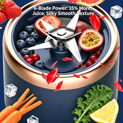 Portable Fruit Juicer Blenders Outdoor Personal Electric Mini Bottle Home USB Charge 6 Blades Double Cup Juicer Machine