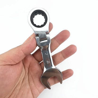 Mini Short Handle Ratchet Wrench With Movable Head Quick Dual-purpose Open End Wrench Hardware Tool Labor-saving Wrench