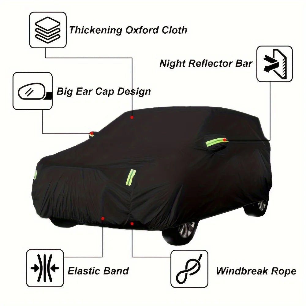 Car Cover Protect Outdoor Exterior Anti Sun Snow UV Winter Summer SUV Sedan Auto Sunshade Dustproof Waterproof Black Silver