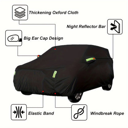 Car Cover Protect Outdoor Exterior Anti Sun Snow UV Winter Summer SUV Sedan Auto Sunshade Dustproof Waterproof Black Silver