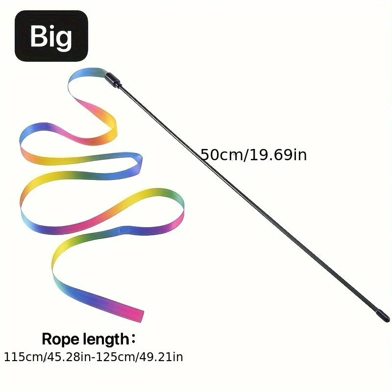 Pet Cat Toys Cute Funny Rainbow Strips Stick Cat Teaser Wand Pet Toys for Cats Interactive Toys Cat Supplies Pet Products