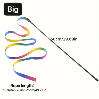 Pet Cat Toys Cute Funny Rainbow Strips Stick Cat Teaser Wand Pet Toys for Cats Interactive Toys Cat Supplies Pet Products
