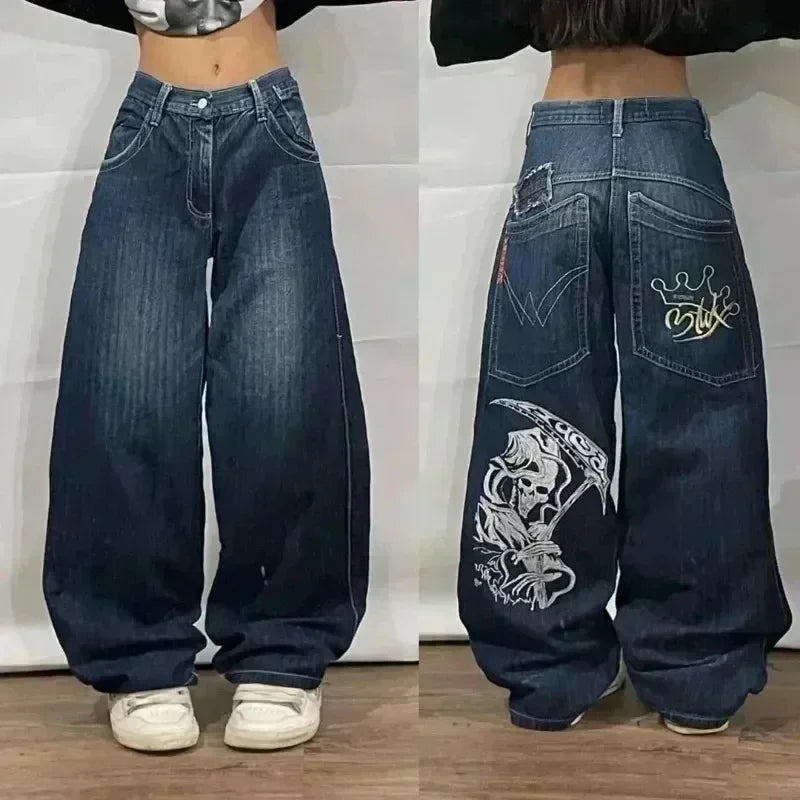 Street Y2K New Fashion Trend Clearance Spot Special Straight Jeans Women Harajuku Hip Hop Oversized Wide-leg Pants Unisex Jeans