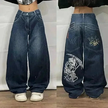 Street Y2K New Fashion Trend Clearance Spot Special Straight Jeans Women Harajuku Hip Hop Oversized Wide-leg Pants Unisex Jeans