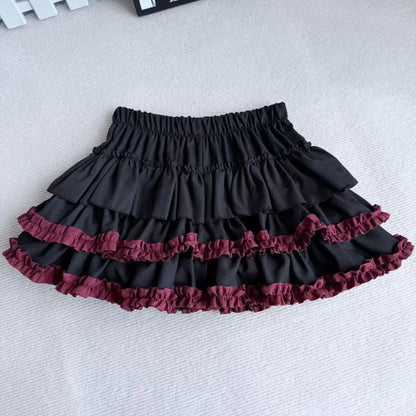 Sweet And Spicy High Waist Puffy Half-length Skirt for Women Anti-exposure Bow-knot Short Cake Skirt Spring Summer New Style