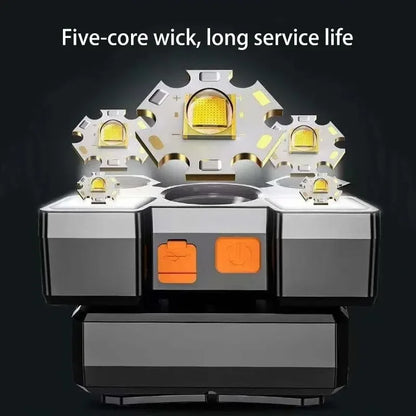 Headlamp Rechargeable,12000 Lumen Ultra Bright 5 LED Headlight Flashlight,Brightest USB Rechargeable Headlamps