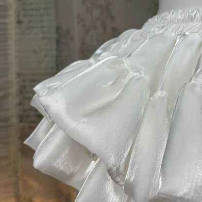 Sweet Casual Elastic Waist New Short Skirt Women Summer Chic White Ruffle Cake Skirts  Female Fashion Pretty 2025 Princess Skirt