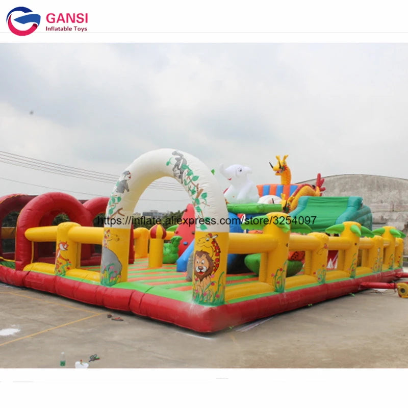 Outdoor Playground Game Inflatable Obstacle Course 20*15 Meters Giant Inflatable Fun City For Children