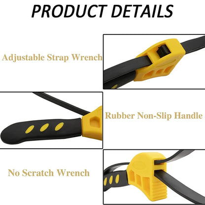 Multifunctional Belt Wrench Adjustable Rubber Strap Wrench Oil Filter Wrench Jar Opener Pipe Wrench Cartridge Disassembly Tool