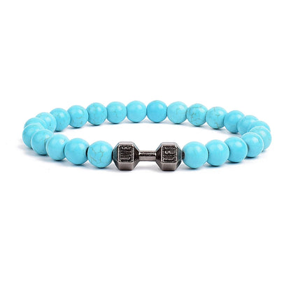 Dumbbells For Men Beads Bracelet Natural Black Volcanic Lava Stone Energy Barbell Fashion Bracelets Bangles Handmade Jewelry