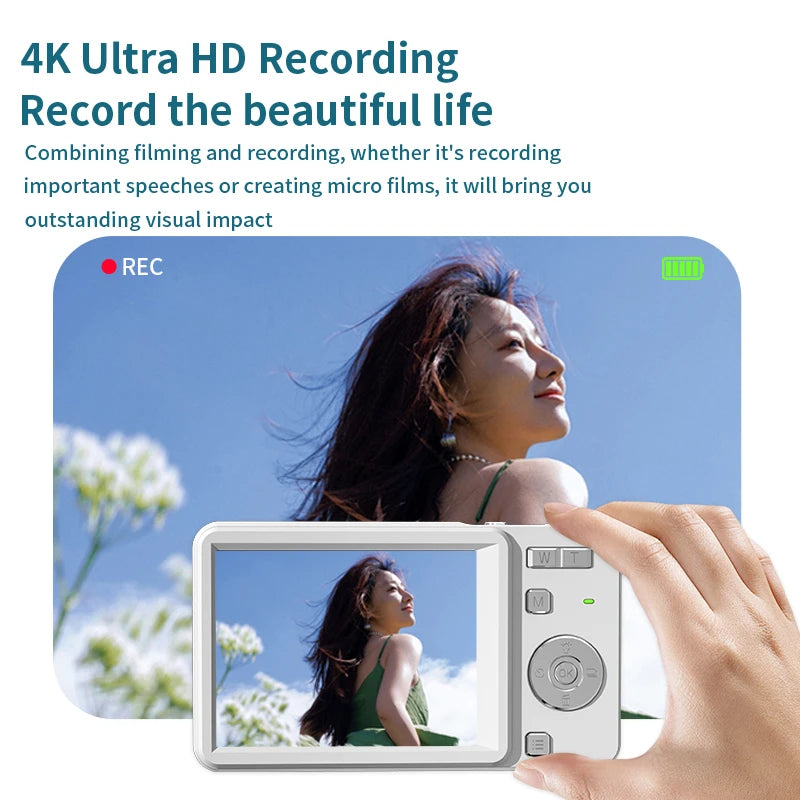 Lenovo New 4K Ultra HD Digital Camera 64MP 16X Zoom Auto Focus Portable Slide Camera with Built-in Flash for Travel Vlogging
