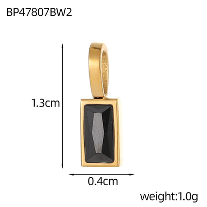 Classic Love Heart Square Zircon 12 Birthstone Pendant DIY Pendant Stainless Steel Waterproof Geometric Jewelry Birthday Gift