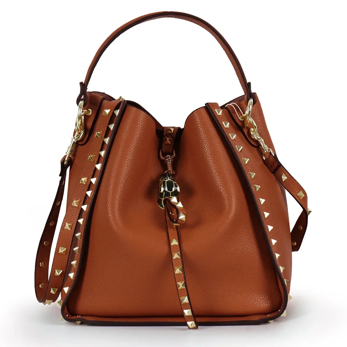 Hot Sale Women's Bucket Bag High Quality Genuine Leather Handbags Ladies Fashion Rivet Shoulder Bag Female Casual Tote 2026