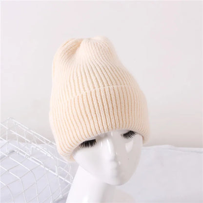 New winter adult casual beanie cap Outdoor lady knitted hat Thick warm comfortable
