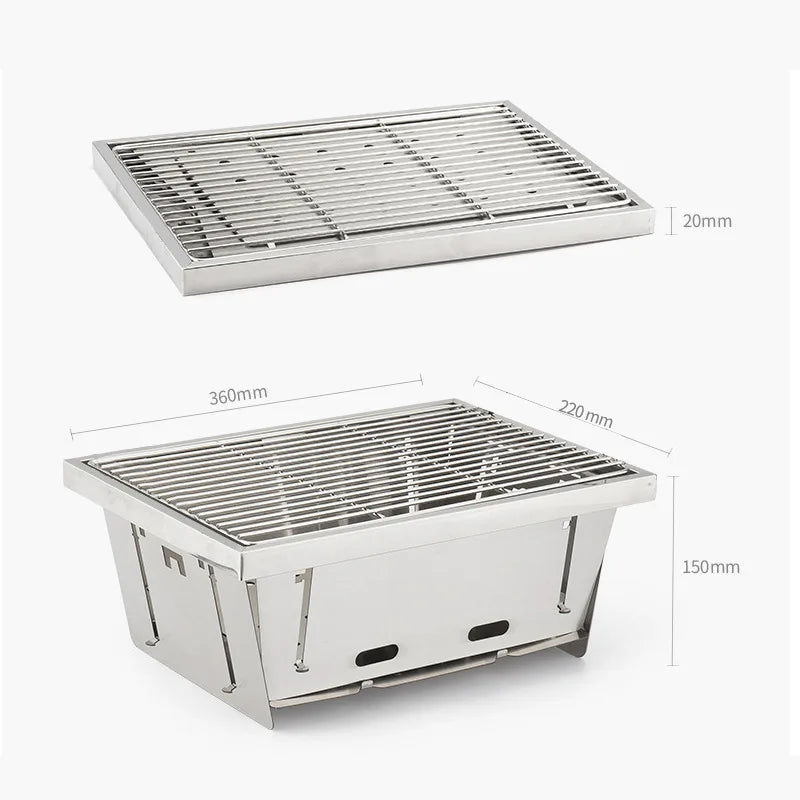 Outdoor Barbecue Grill Stainless Steel Portable Outdoor Stove Brazier IGT Table  Folding 1 Unit Firewood Stove Barbecue Camping