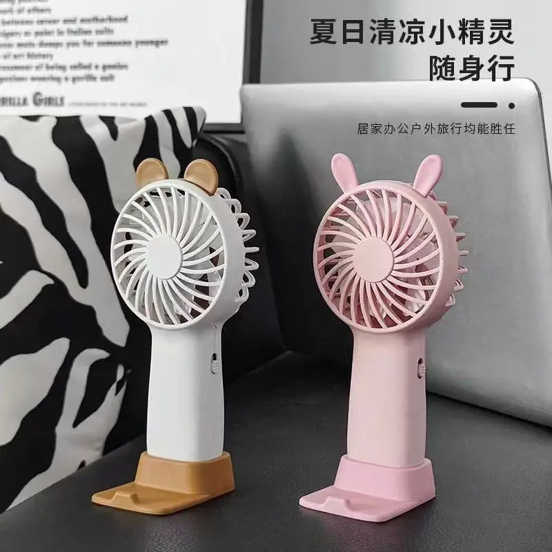 Portable Handheld Fan USB Rechargeable Silent Cooling Fan 3 Speed Adjustable Lightweight Mini Fan for Travel Office Home