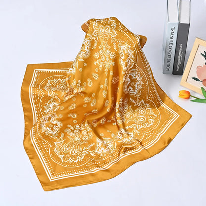 Syhood 70cm Square Satin Head Scarves Satin Bandanas for Women Satin Headband Scarves Silk Feeling Scarf Boho Headwear