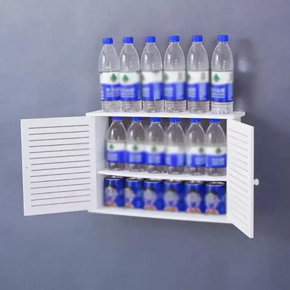 Large Wireless Wifi Router Shelf Storage Boxes Cable Power Plus Wire Bracket Wood-Plastic Wall Hanging Plug Board DIY Home Decor
