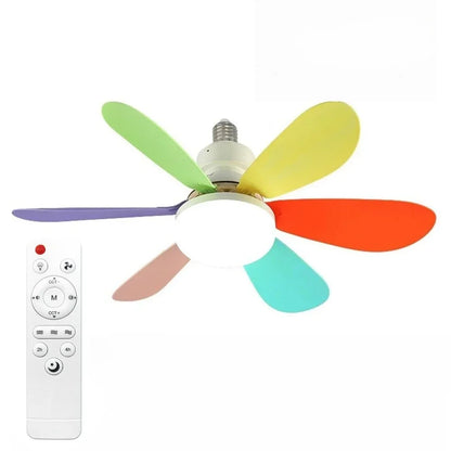 LED Socket Fan Light with Remote Small Ceiling Fan with Light, Cordless Light Socket Fan for Kitchen Bedroom Small Room