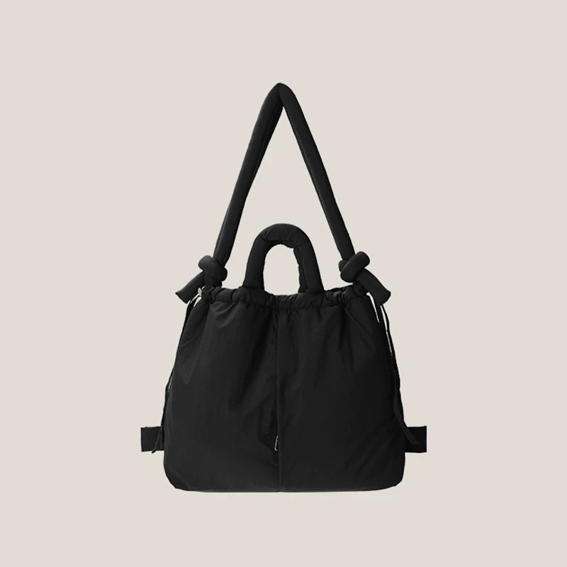 Casual nylon padded tote bag designer soft puffer women shoulder crossbody bags Simple Vintage large capacity handbags 2025