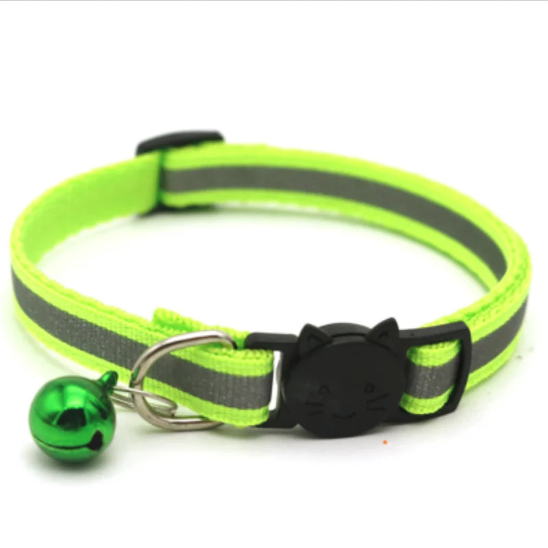 Adjustable Reflective Breakaway Cat Collar with Bell Safety Elastic Neck Ring Necklace Pet Supplies in Multiple Colors