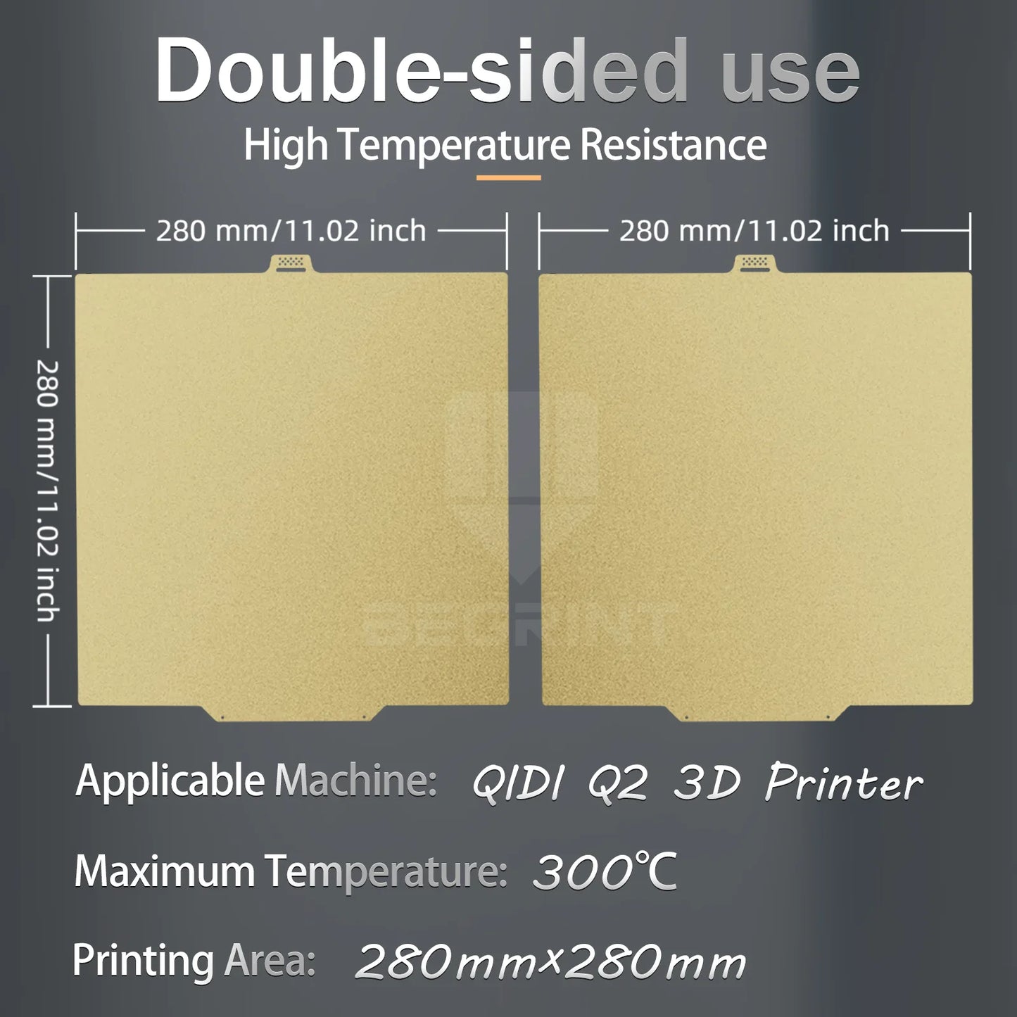 Double Side Smooth PEO PET PEY Bed Spring Steel Sheet For QIDI Q2 Combo Build Plate 280x280mm Q2 PEI Bed For QIDI Q2 Accessory