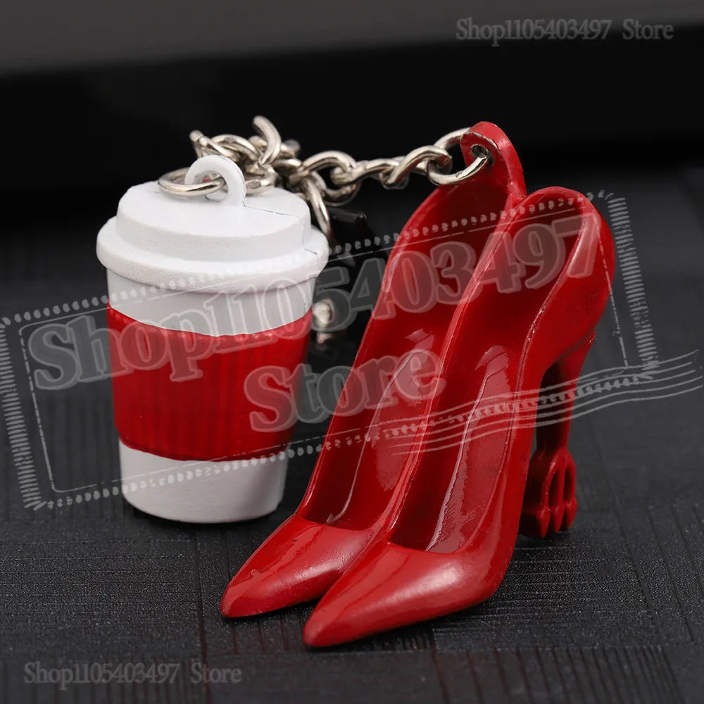 The Devil Wears Pa-Prada-S 2 Movie Keychain with Sunglasses Coffee Cup & High Heels Charms Bag Accessory for Fans