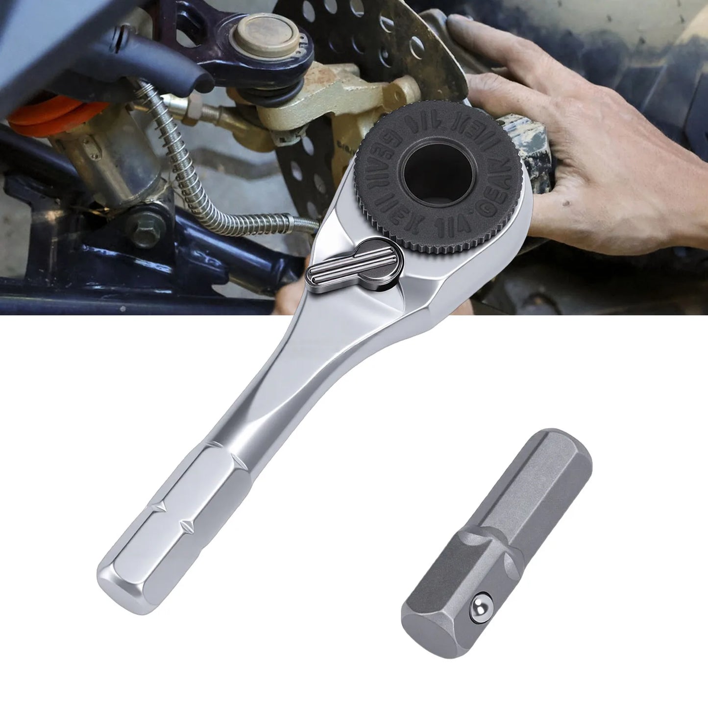 Hex Ratchet Wrench 1/4 Inch Portable Reversible Ratchet Wrench for Car Motorcycle Bike Repair Ratchet Wrench Hex Ratchet Wrench
