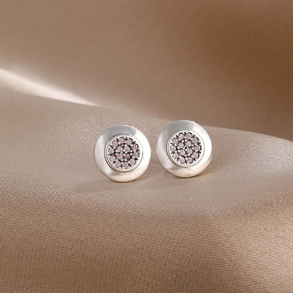 White series New Women's earrings Blue Square Sparkle Halo Stud For Women Tiki Jewelry Party Hoops Gift Things From 1