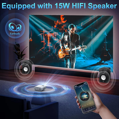 POWERFUL Portable 13000Lux Projector Native 4K 1080P Android 14 WiFi 6 Bluetooth 5.4 Home Movie Outdoor FHD Projectors Beamer