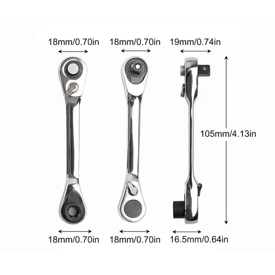 Mini Treble 1/4 Ratchet Wrench Double Ended Ouick Socket Screwdriver Hex Torque Wrenches Set 2-in-1 Spanner Hand Repair Tools