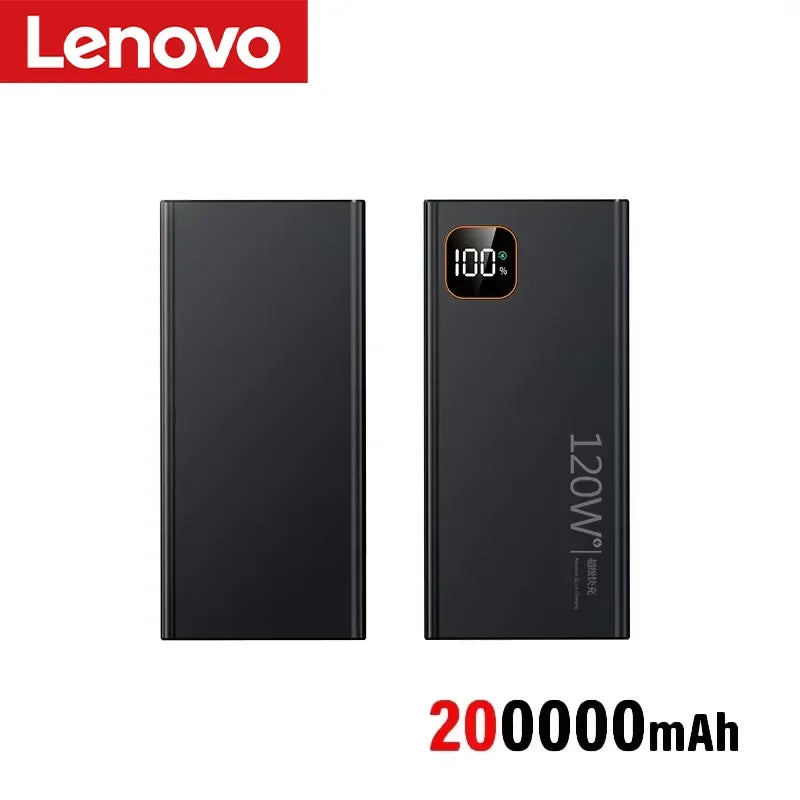 Lenovo 500000mAh Portable Power Bank 120W Large Capacity Super Fast Charging Digital Display External Battery Powerbank New