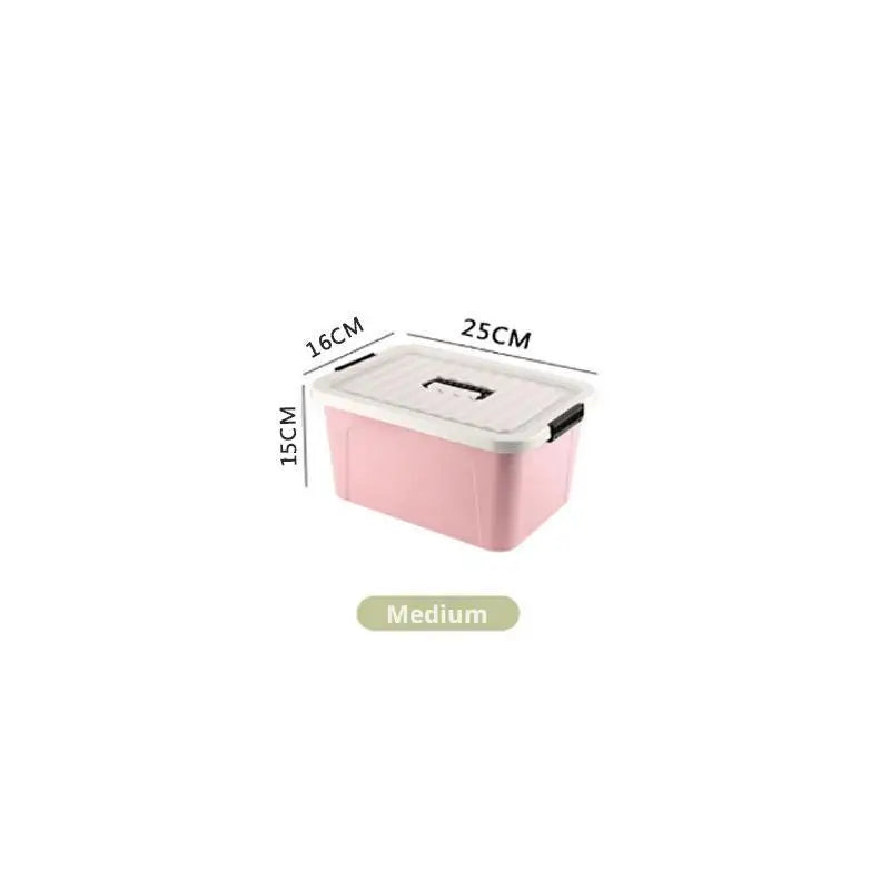 Plastic Storage Box with Cover Clothing Toy Organizer Baskets Multi-Purpose Colorful Stackable Containers Storage Bins Baskets