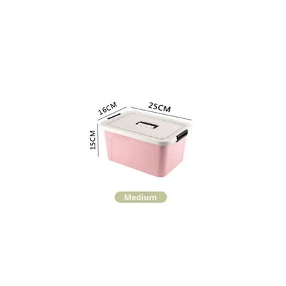 Plastic Storage Box with Cover Clothing Toy Organizer Baskets Multi-Purpose Colorful Stackable Containers Storage Bins Baskets