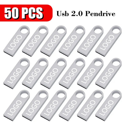 50PCS/lot Free Custom Logo Pendrive 16GB USB Creative Metal Key USB 2.0 Flash Drive Pendrive 4GB 8GB 32GB 64GB Memory Stick