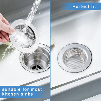 2 Pcs Kitchen Sink Strainer，Stainless Steel Punching Sink Drain Strainer Shower Drain Hair Catcher Bathroom Kitchen Accessories