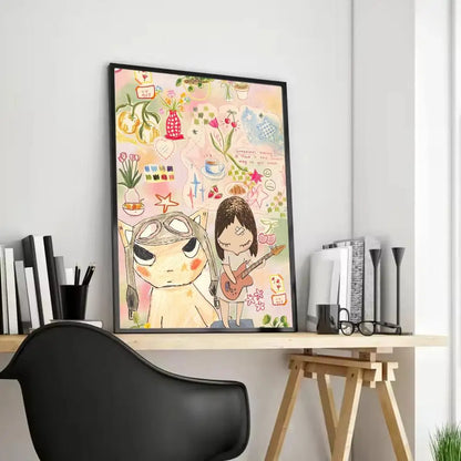 Y-Yoshitomo Nara Art Painting Calligraphy Canvas Poster Bedroom Living Room bar Hallway House interior Wall Decor