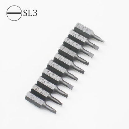 10Pcs 1/4" 25mm Slotted SL2.5-SL7 Screwdriver Bit Set Repair Tools Screwdrivers Kit Hex Shank Drill Bit For Power Household Tool