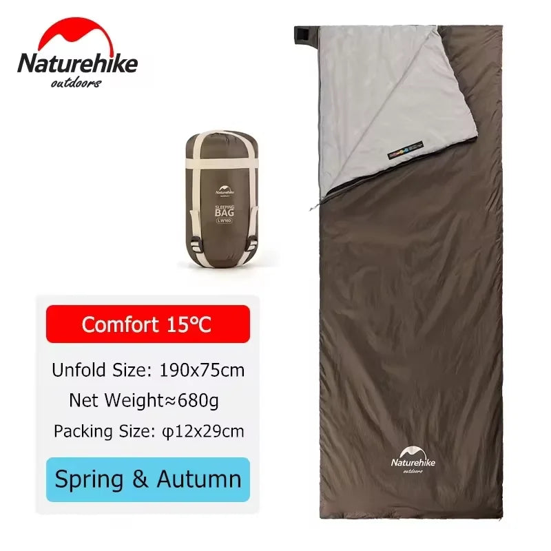 Naturehike Camping Sleeping Bag Outdoor Ultralight LW180 Waterproof Sleeping Bag Hiking Traveling Climbing 3 Seasons