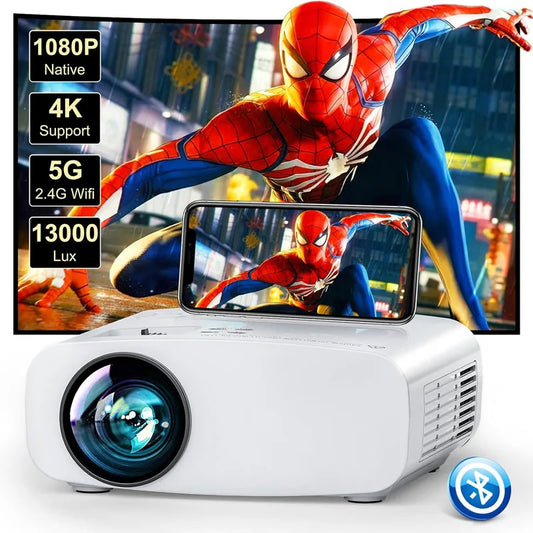 POWERFUL Portable 13000Lux Projector Native 4K 1080P Android 14 WiFi 6 Bluetooth 5.4 Home Movie Outdoor FHD Projectors Beamer