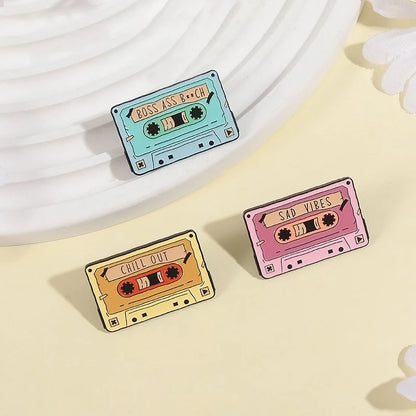 Retro Tapes Enamel Pins Custom 80s 90s Nostalgic Music Brooches Lapel Badges Clothes Funny Jewelry Gift for Friends