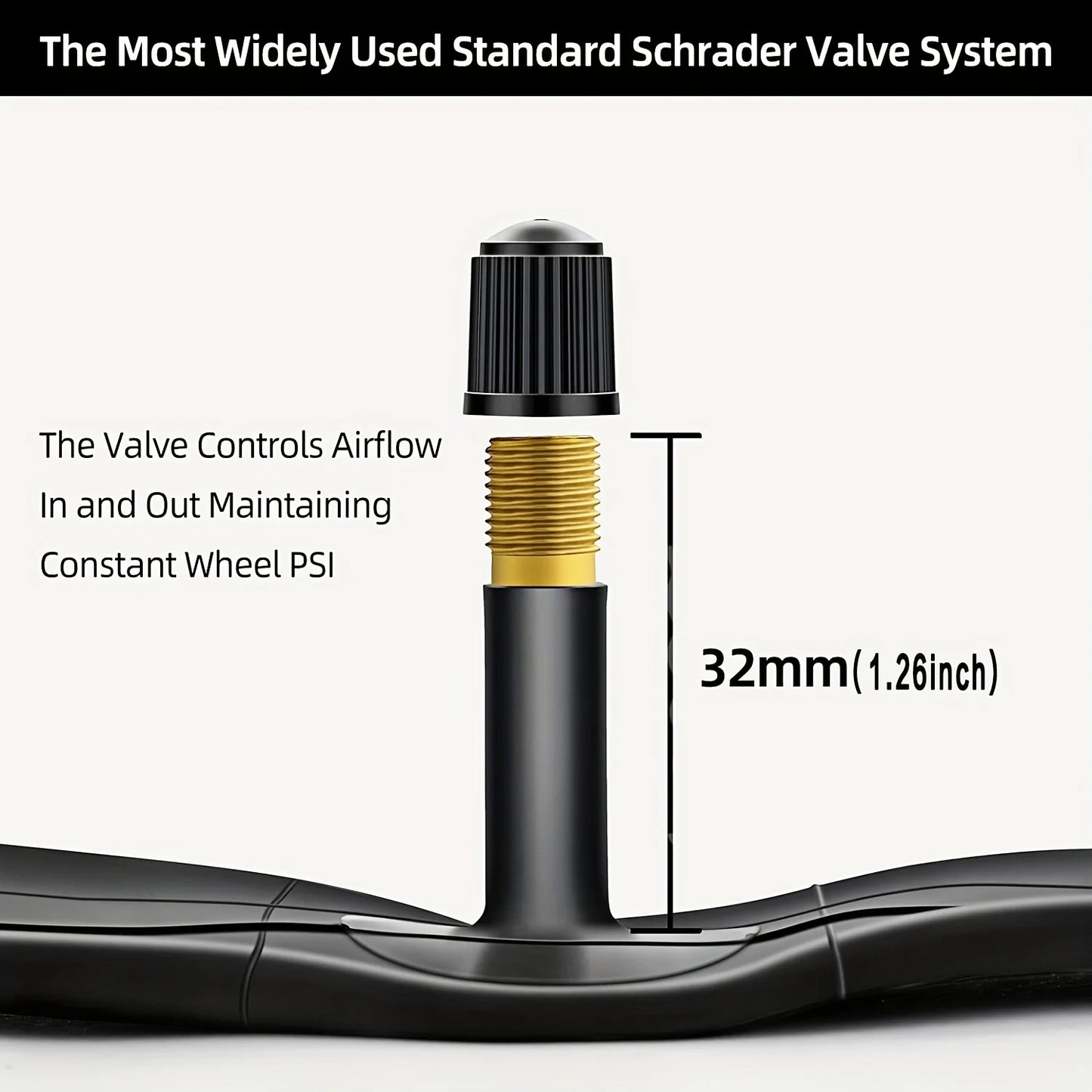 2 Pcs 12/14/16/18/20/24/26/27.5/29x1.75-2.125in Bike Inner Tubes Butyl Rubber, 32mm Schrader Valve, Includes 2 Tire Levers