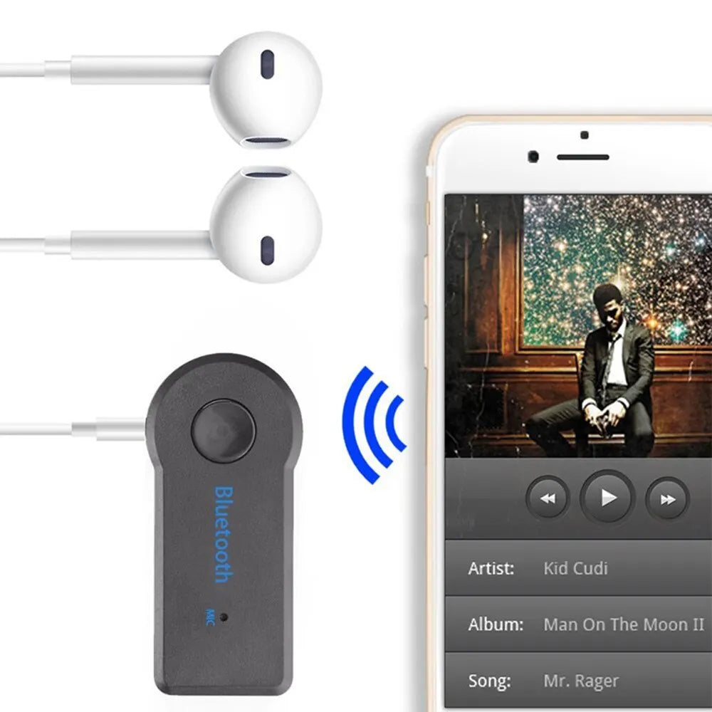 Bluetooth 5.0-Autoempfänger mit 3,5-mm-AUX-Anschluss, Stereo-Musik-Audio-Transmitter, Lautsprecherverstärker und Mikrofon