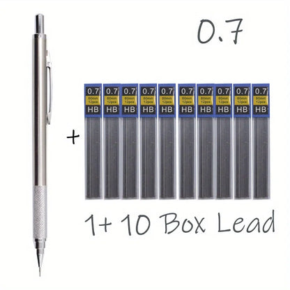 All Metal Mechanical Pencils 0.3, 0.5, 0.7, 0.9, 1.3 2.0Mm Lead Refills  Art, Writing, Sketching Retractable Design