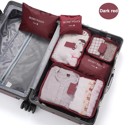 6 Pcs Travel Clothes Storage Bags Set Portable Luggage Organizer Suitcase Pouch Pouch Packing Cube For Shoes Packing Clothes