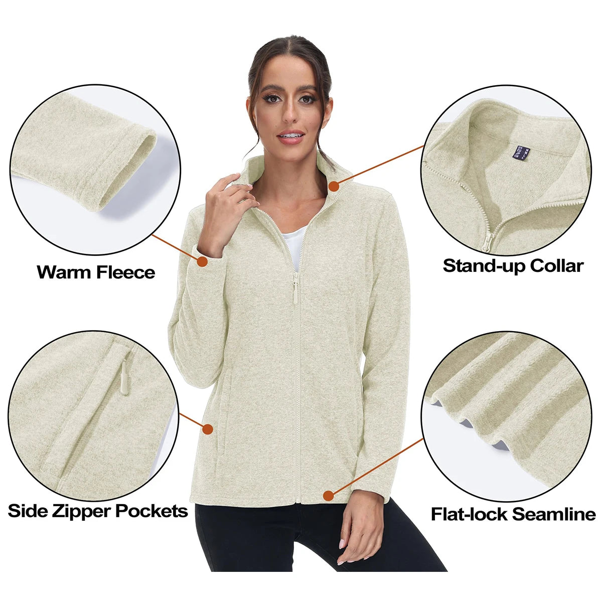 MAGCOMSEN Lightweight Women's Fleece Jackets Womens Athletic Warm Sweatshirts Casual Turtleneck Sweater Coat Sports Tops