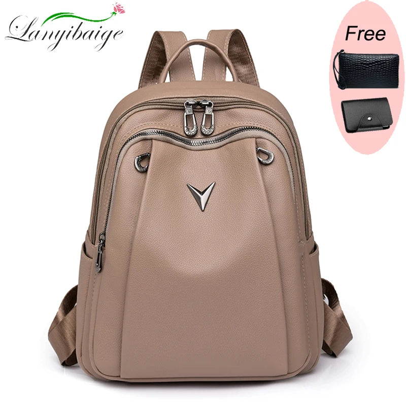 Large Capacity Women Backpack Purses High Quality Leather Female Vintage Bag School Bags Travel Bagpack Ladies Bookbag Rucksacks