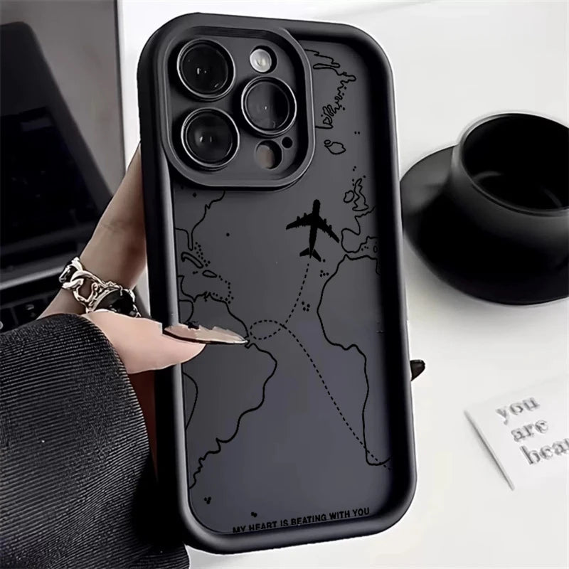 Travel-nspired Airplane Route Desian Case For Xiaomi Mi 11 Lite 5G 4G 14T 14 13T 13 12T 12 Poco X6 X5 X3 F5 F6 M6 Pro Soft Cover