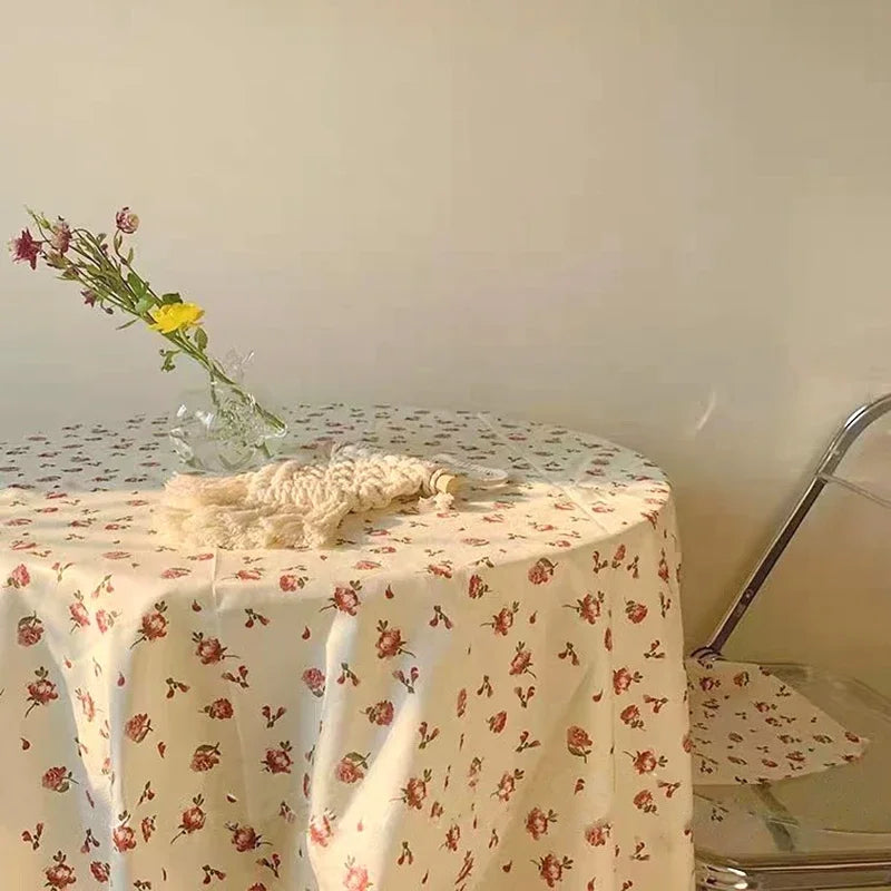 Ins Table Cloth Floral Printed Decoration Floral Cloth Rose Lavender Pattern Desk Cover Bedroom Desk Tablecloth Home Decor 식탁보